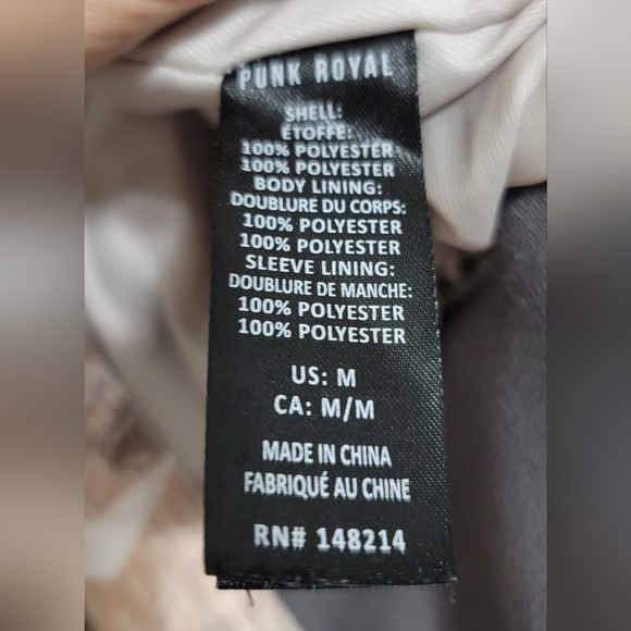 Punk Royal Bomber Jacket Destroy Creatures of Chaos Size Medium Beige Gray - Picture 13 of 15